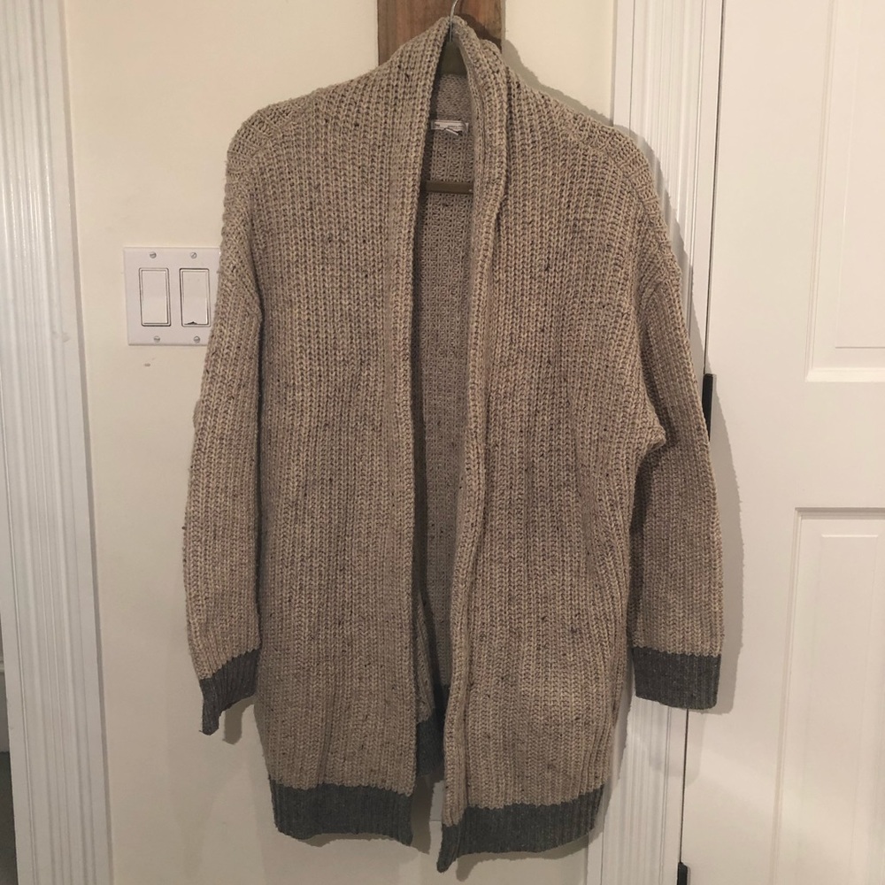 Gap Tan and Gray Cozy Cardigan